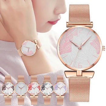 

Montre Femme Watches For Women Sleek Minimalist Calendar Stainless Steel Mesh Belt Woman Quartz Watch Relogio Feminino New 2020