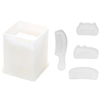 

1pcs Diy Pen Container Square Silica Molds & 4Pcs Comb Series Art Silicone Mold Diy Hand Craft Epoxy Resin