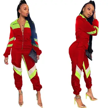 

Sexy Women Sports Jumpsuit Long Sleeve Contrast Color Jumpsuits Playsuit Autumn Spring Casual Outfit Clothes