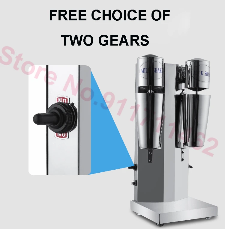 Commercial Double Head Milkshake Machine Electric Blender Milk Foam Shaker Stainless Steel Bubble Milkshake Maker 220V/110V 3