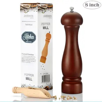 

Salt and Pepper Mills, Solid Wood Pepper Mill with Strong Adjustable Ceramic Grinder 5" 8" - Kitchen Tools Wood Pepper Mill
