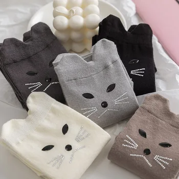 

Cute Cat Cotton Socks Women Harajuku 3D Long Woman Socks Fashion Funny Socks Ankle Femme Girls Sock Streetwear Calcetines Media