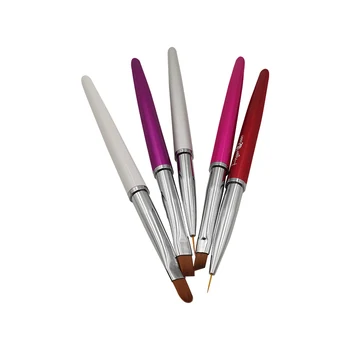 

5Pcs/lot Nail Art Brush Set 10 Colors Different Sizes Copper Handle Design Polish Nylon UV Gel Painting Nail Brushes