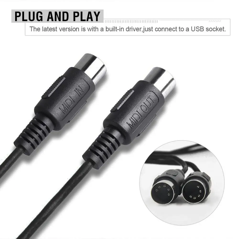 USB на 2 MIDI-адаптер кабель 2 м для ПК музыкальная клавиатура Синхронизация адаптер Windows Mac iOS