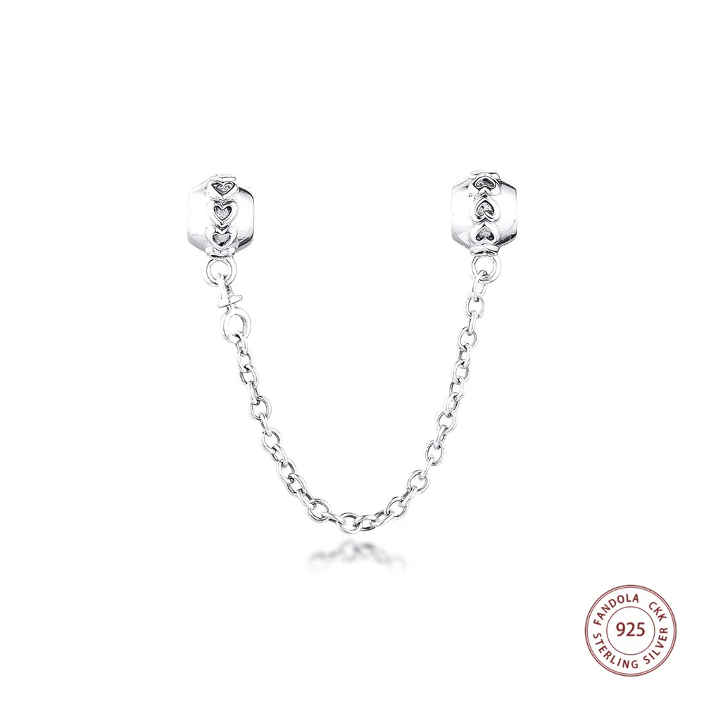 CKK 925 Sterling Silver Love Connection Safety Chain Metal Beads for Women Fits Original Charms Bracelets DIY Jewelry Making | Украшения и