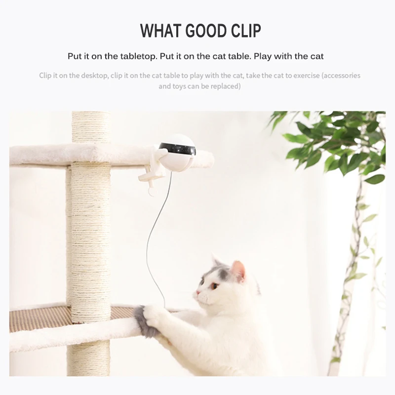 Electronic Motion Cat Toy Interactive Cat Teaser Toy Yo-Yo Lifting Ball Electric Flutter Rotating Interactive Puzzle