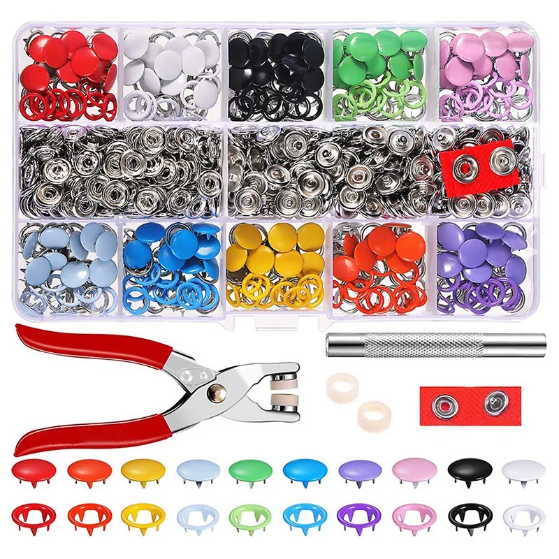 Colorful Metal Fastener Press Studs Resin Buttons with Tool Pliers for Clothes Needlework Sewing Machine Tools | Дом и сад