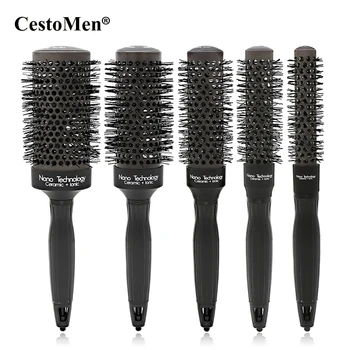 

CestoMen Professional Barber Round Brush Ceramic Ionic Comb For Hair Dry Styling 5 Sizes Nano Thermal Hair Brush Color Changing