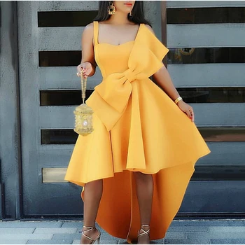 

MD Elegant Women Sexy Slip Dress Backless Yellow Summer Tulle Dress Ladies Evening Long Dresses Plus Size Woman Robe Noel 2020