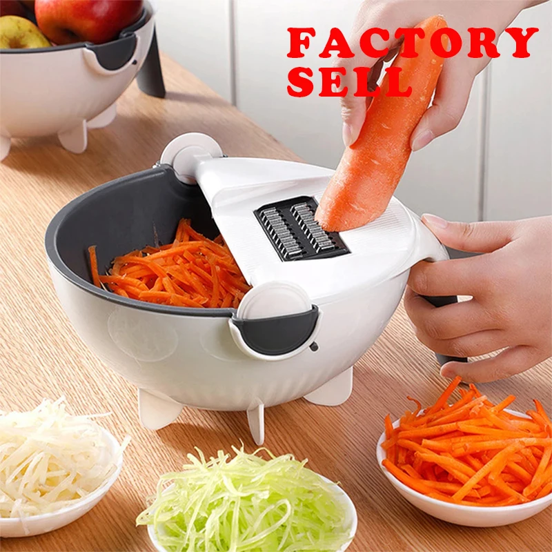 

Multi Manual Slicer Drainer Bowl Vegetable Fruit Cutter Kitchen Gadget Mandoline Chopper Grater With Rotate Drain Basket Cutter