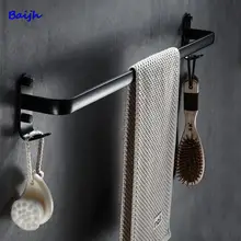 Towel Rack with Hooks Durable Aluminum Adhesive Wall Clothes Hange Rack Kitchen Bathroom Storage Rack Shower Room Towel Hanger