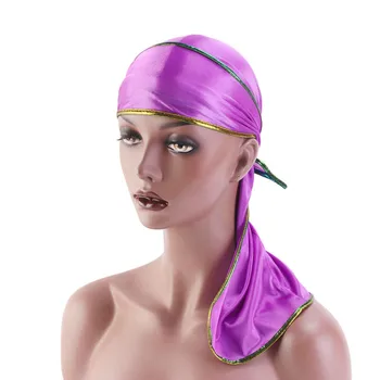 

New Men Silk Imitation Durag Fashion Women Headwear Colorful Shiny Men DuRag Doo Rag Bandanas Pirate Hat Hair Cover Accessories