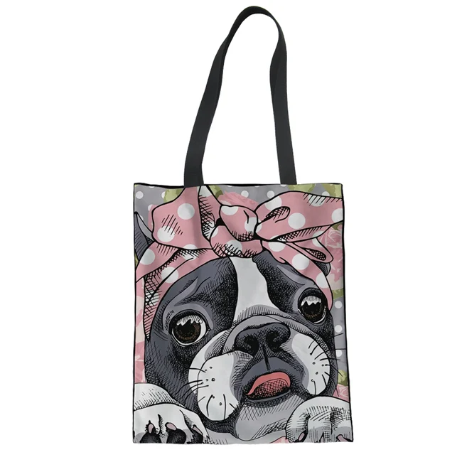 Бесшумный дизайн 2 шт./компл. женские сумки многоразового использования для покупок животные милые собаки печать сумка на плечо Холщовая Сумка-тоут девушки сумки для хранения - Цвет: LMZY1211Z22