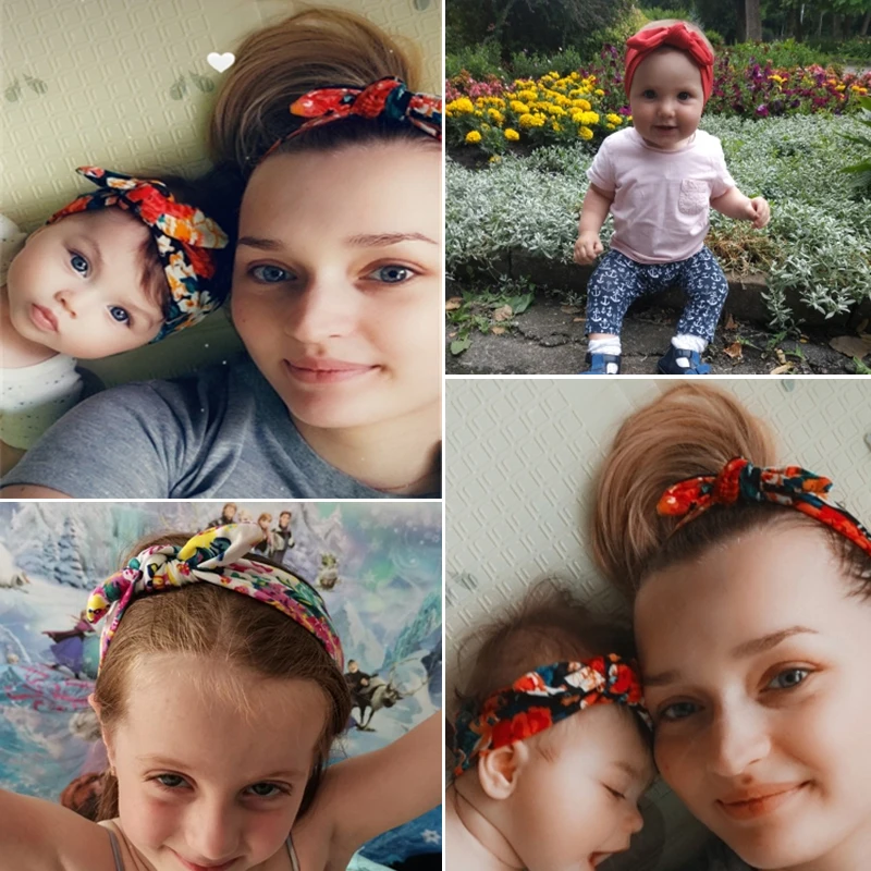 2 개/대 엄마 & 머리띠 어머니 Turban 엄마 딸 활 머리띠 부모-자식 헤어 액세서리 여자 Haarband