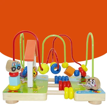 

Baby Montessori Wooden Toys Kids Educational Toys Math Counting Circles Bead Science And Technology Puzzle Toy Farm Around Beads