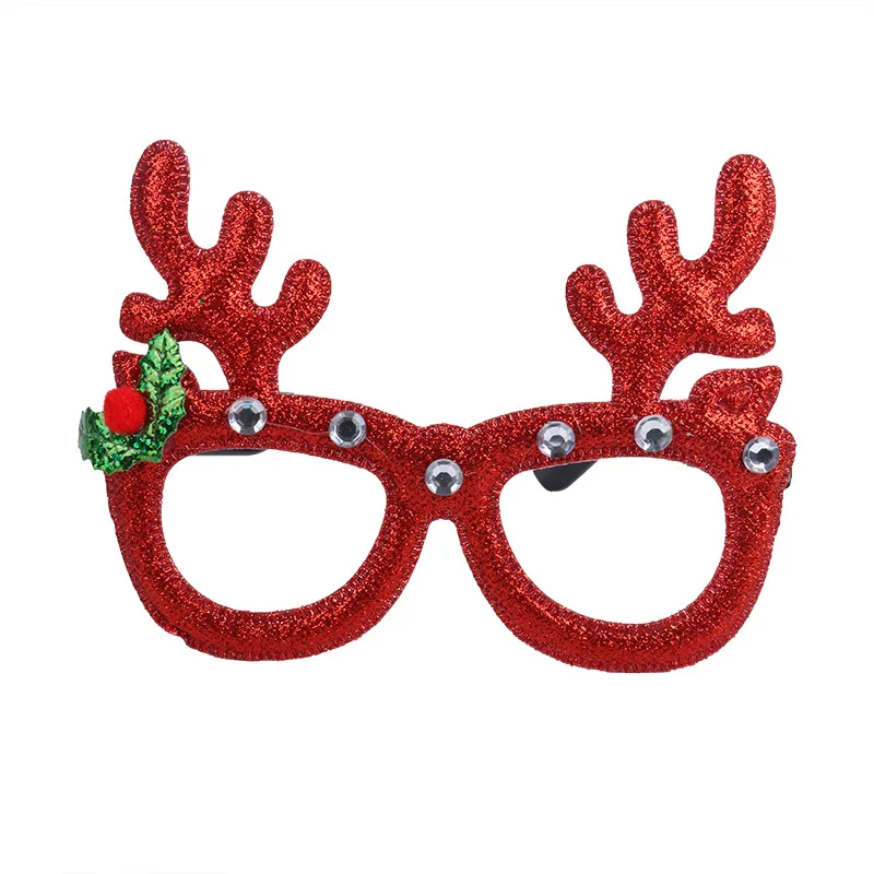 Christmas Costume Merry Christmas Tree Reindeer Horn Snowflake LED Hat Glasses Headband Christmas Decorations for Home Gift Noel - Color: 1pcs glasses