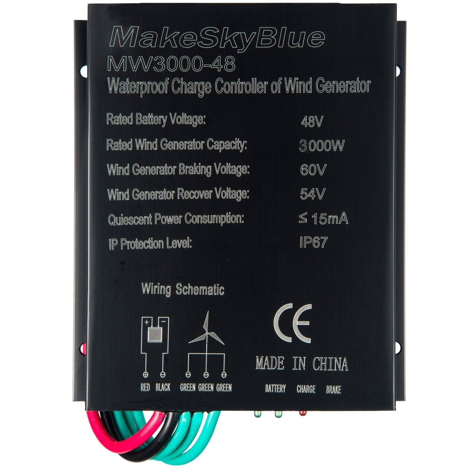 

MakeSkyBlue Wind Charge Controller for 3000W AC Wind Turbine Generator 48V Battery System Not Suitable for Solar System
