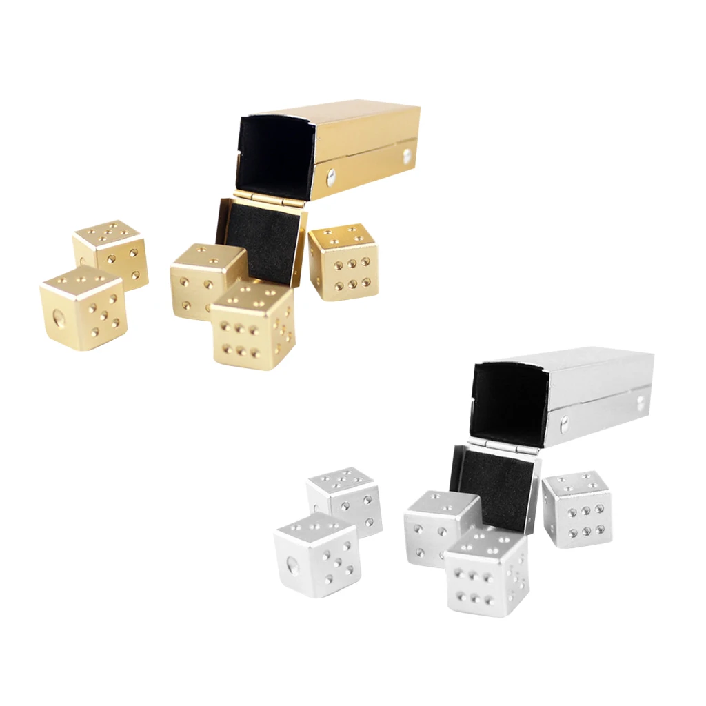 5 Pieces Lightweight Durable Aluminum Alloy Six Sided Spot Dice Square Cube Toy Games Party Accessories - Various Color