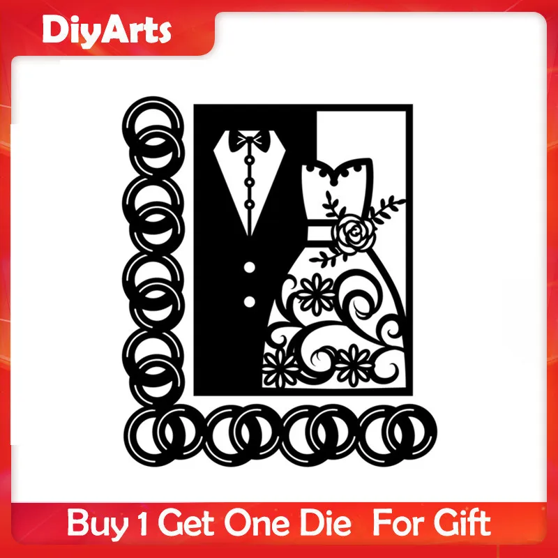 

DiyArts Suit and Dress Love Dies Frame Metal Cutting Dies Embossing Stencil Scrapbooking Template Punch Paper Crafts New 2019