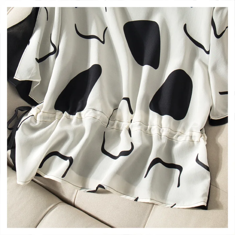 Silviye Bat Sleeve Loose Silk Top Women's Waist