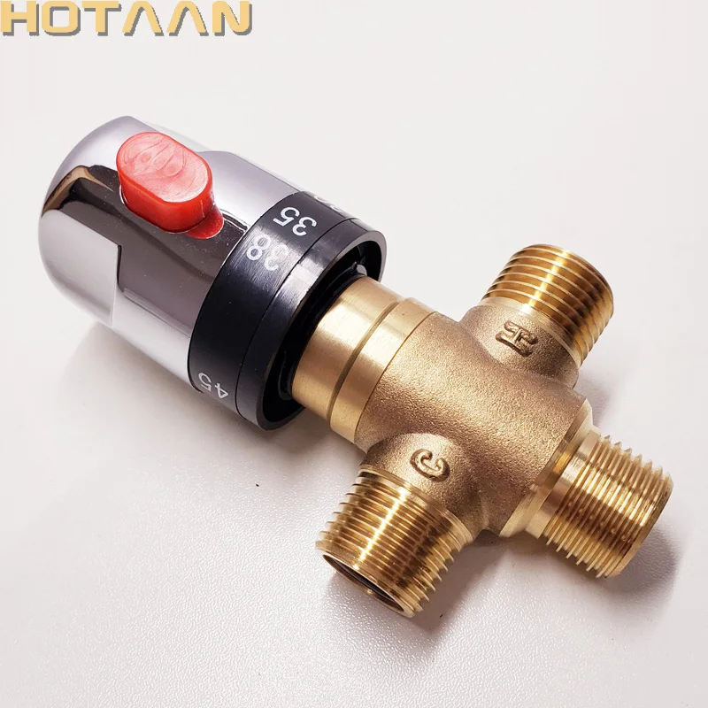 Hotaan Solar Brass Thermostatic Mixing Valve, Pipe Thermostat Valve, Control The Mixing Water