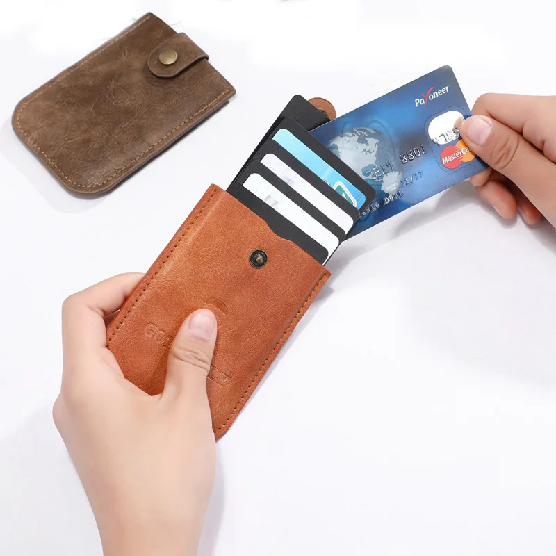 4 Bits High Quanlity PU Leather Draw Card Case Business Card Holder Men Women Credit Passport Card Bag ID Passport Card Wallet