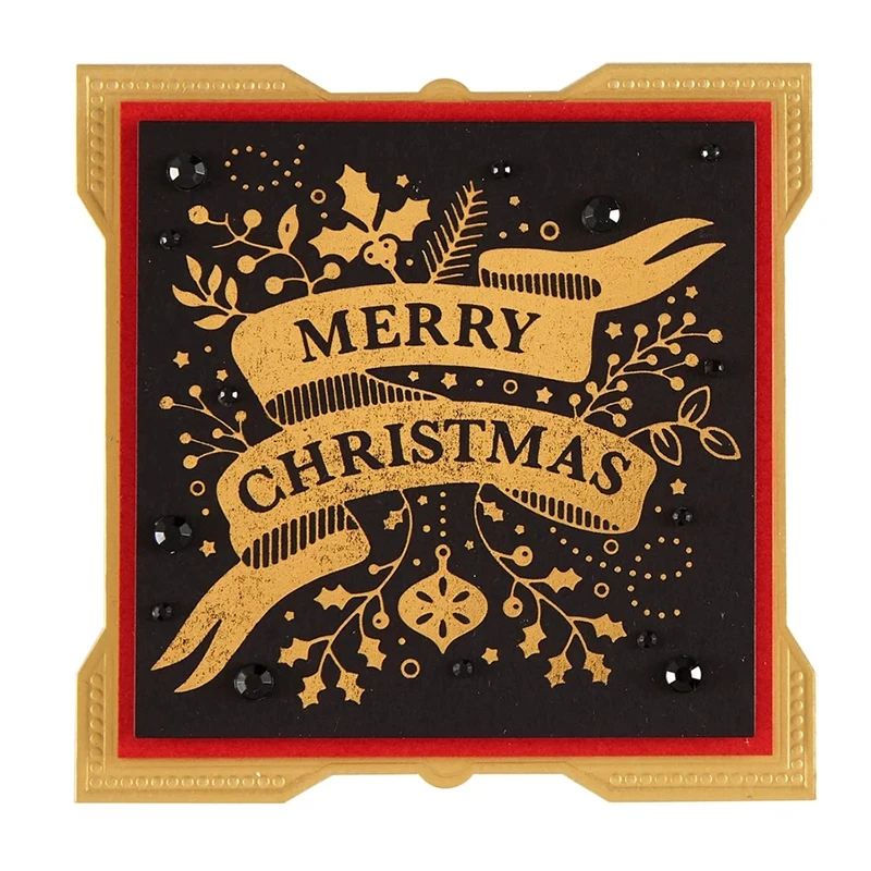 Счастливого Рождества рамки баннеров металлические Горячие тарелки из фольги для DIY Скрапбукинг Letterpress тиснение бумажные карты ремесла