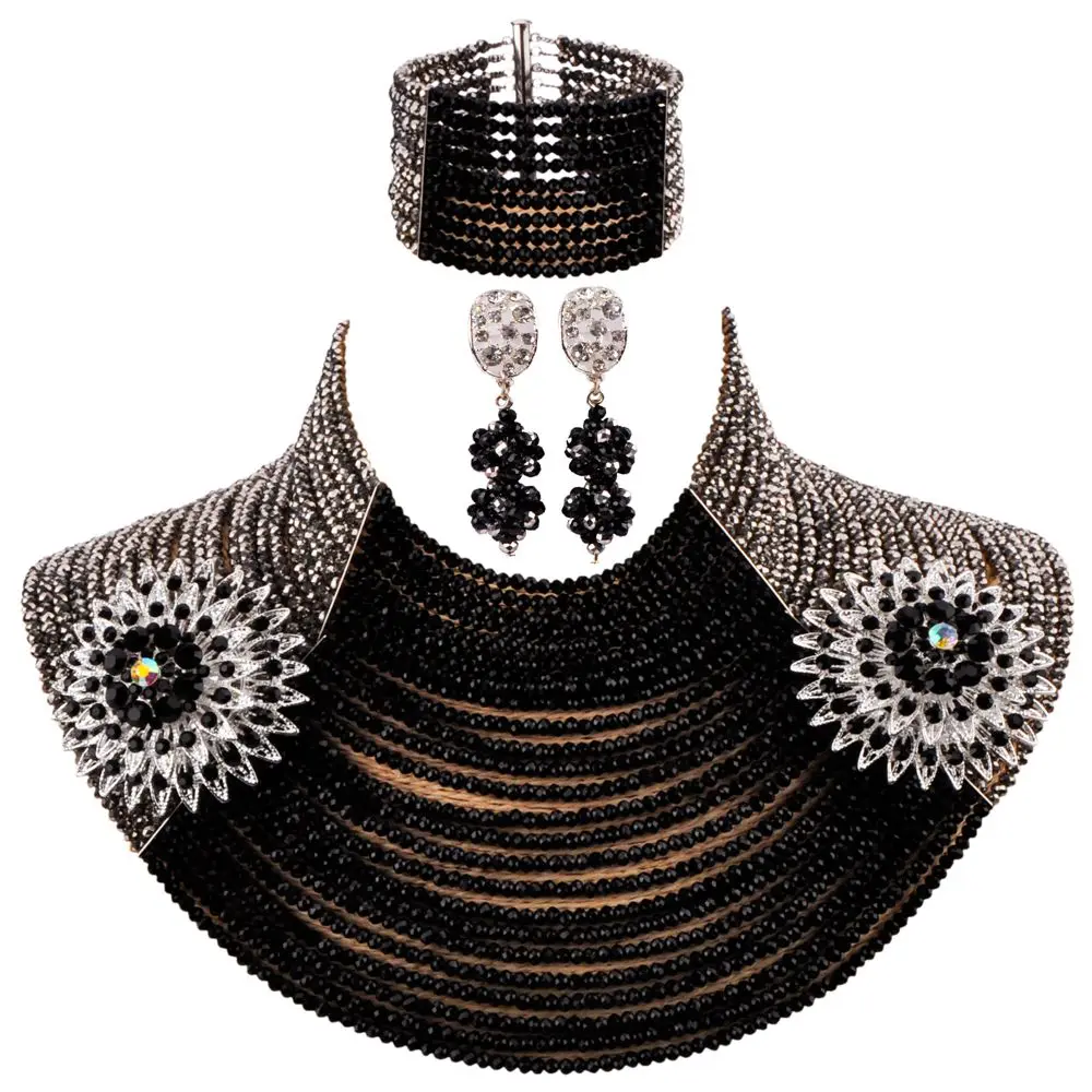 

Комплект из колье и серёг, 25 рядов