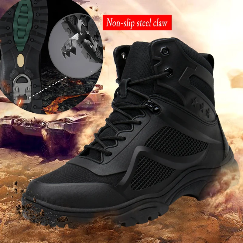 

New Men's Tactical Boots High To Help Men's High Quality Large Size Shoes Military Uniform Boots Fashion Men's Steel Claw Boots