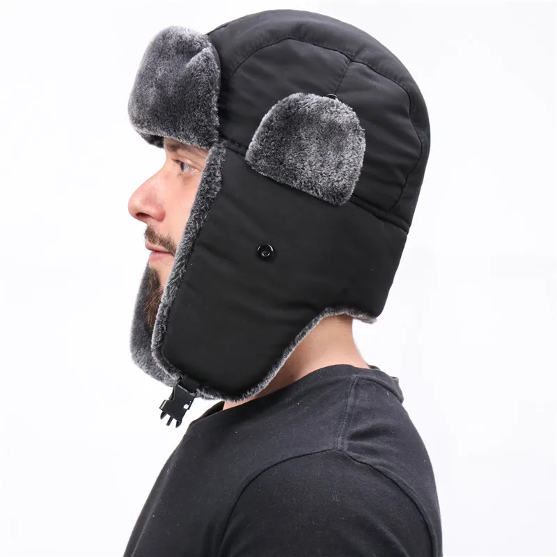 CAMOLAND Waterproof winter hat earflap hat faux fur hat Bomber Hats Women Men Soviet Badge Russia Ushanka Hat Thermal Faux Fur Earflap Snow Caps Pilot Trapper Hats