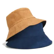 Двусторонняя осенне-зимняя замшевая шляпа-ведро унисекс модные шапки Bob хип-хоп теплые мужские и женские Панамы теплые Панамы