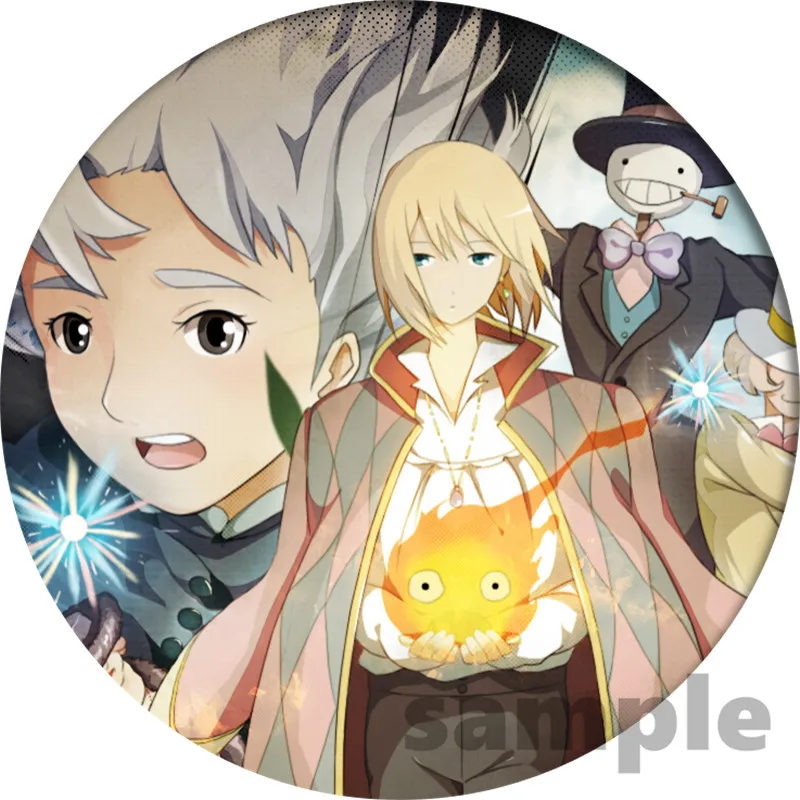 Free Shipping Howl's Moving Castle Badge Anime Accessories Hauru no ugoku shiro Brooch Pin Backpack Decoration Children's gift family halloween costumes Cosplay Costumes