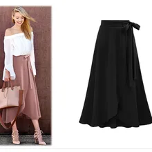 

2021 High Waist Autumn Asymmetrical Skirt Women Bandage Solid Pink Black Split Long Skirts Fashion Loose Skirt Lady Streetwear