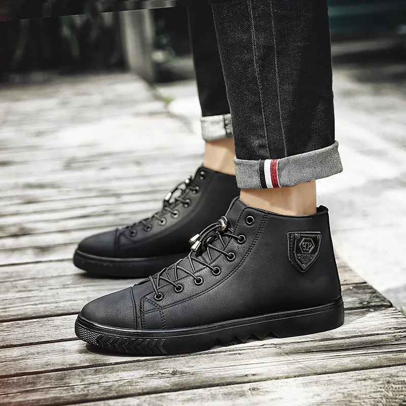 

2019 Winter New Style Warm Casual Martin Boots Hight-top Cotton-padded Shoes with Velvet Worker Boot Short Boots Combat Boots