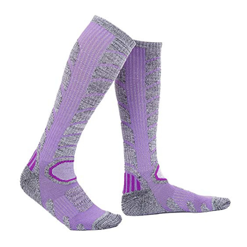 2 Pairs Men Women Ski Socks Warm Skiing Calf Socks High Performance Winter Sport for Skiing Snowboarding