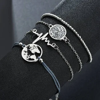 

WOMEN'S Fashion Simple Leather Belt Quartz Watch + Bracelet Set Quality Packaging Gift Good Choice --- 5 Pieces