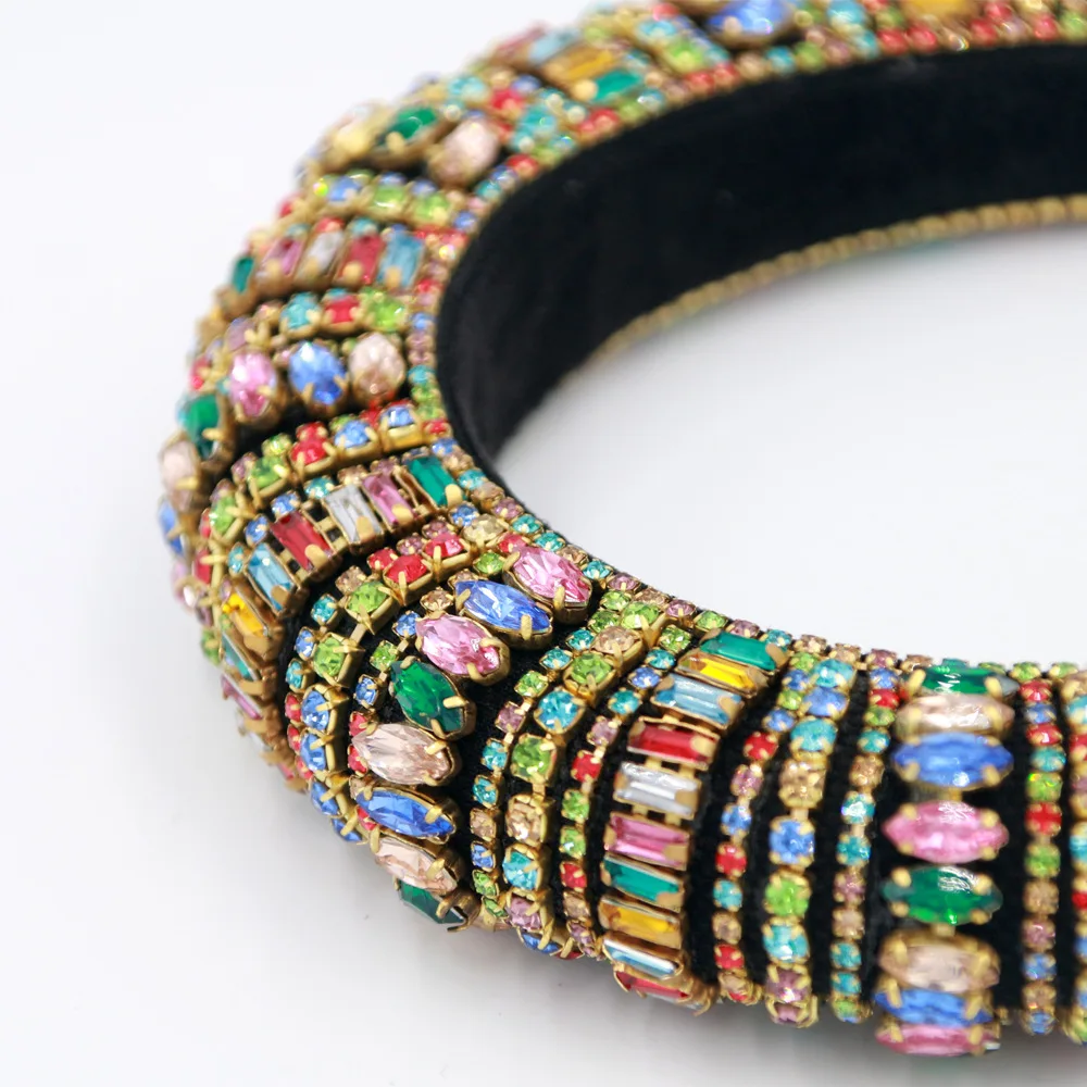 Buy Tiara,Baroque Tiaras And Crowns, Wide Velvet Handmade Hair Band, Luxurious Color Crystal Head Wedding Hair Accessories Crown