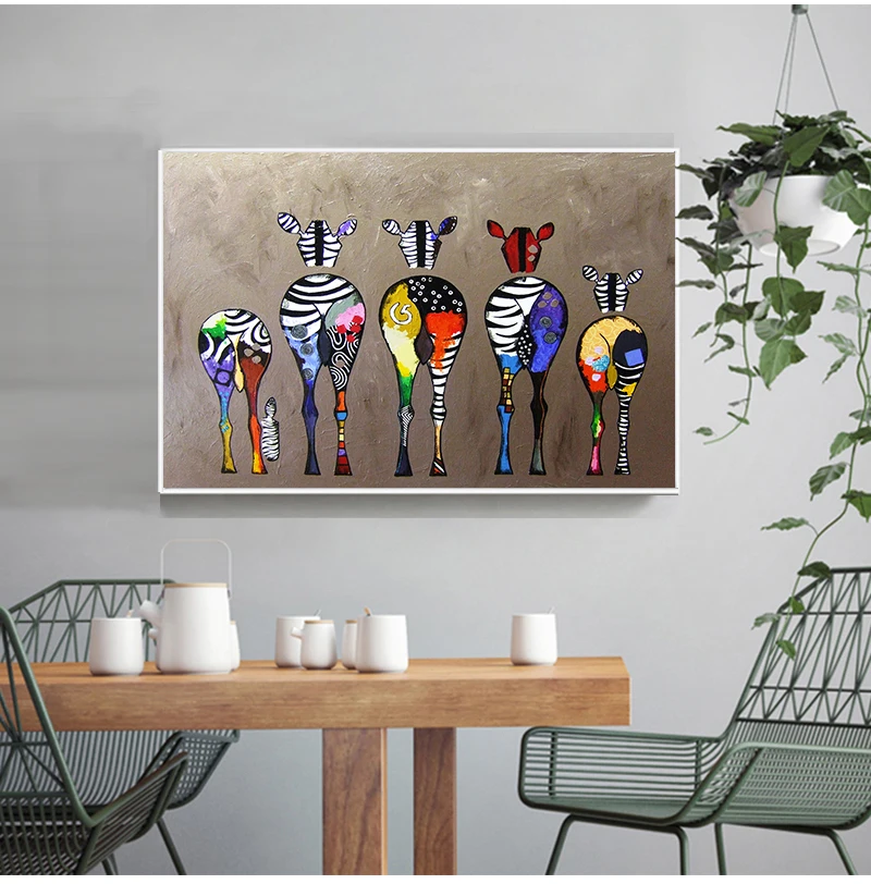 Art Paintings on The Wall Posters and Prints Art Picture for Modern Living Room Decor No Frame Abstract Colorful Zebra Canvas