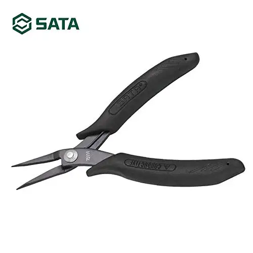 

SATA Tool 5" ESD Electronic Long Nose Pliers, Anti-static Precision Plier Needle-Nose Flat nose Bent-Nose plier 75111