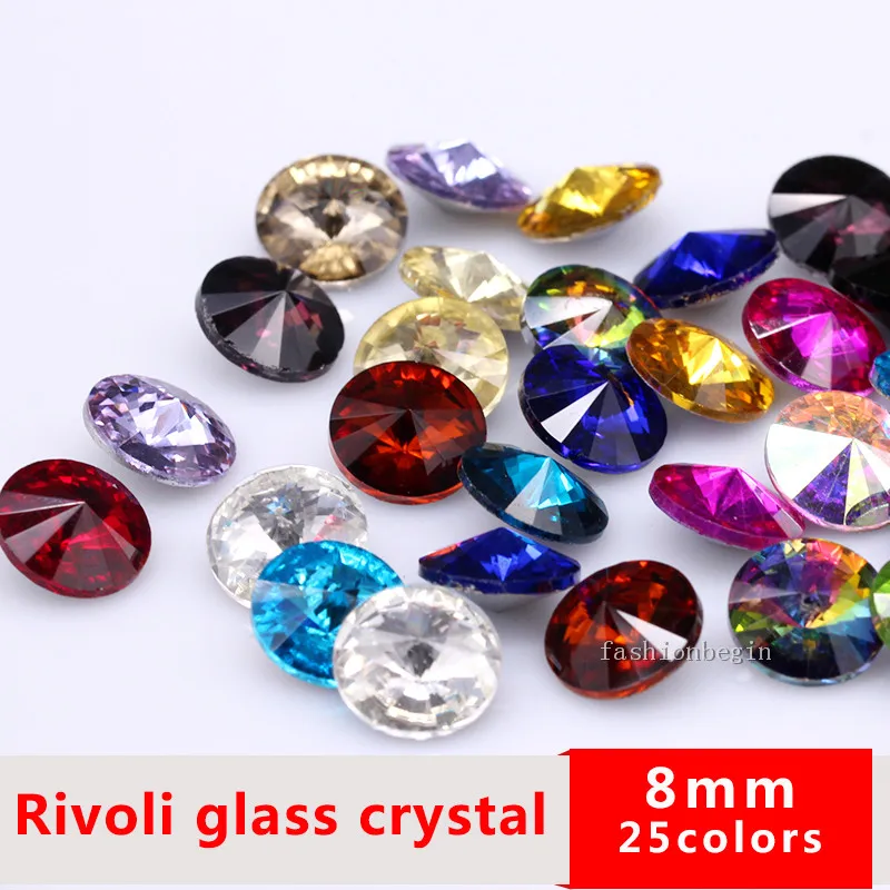 Coffee Rivoli Round Rhinestones Point back Glitter Crystals Glass Strass Chatons 