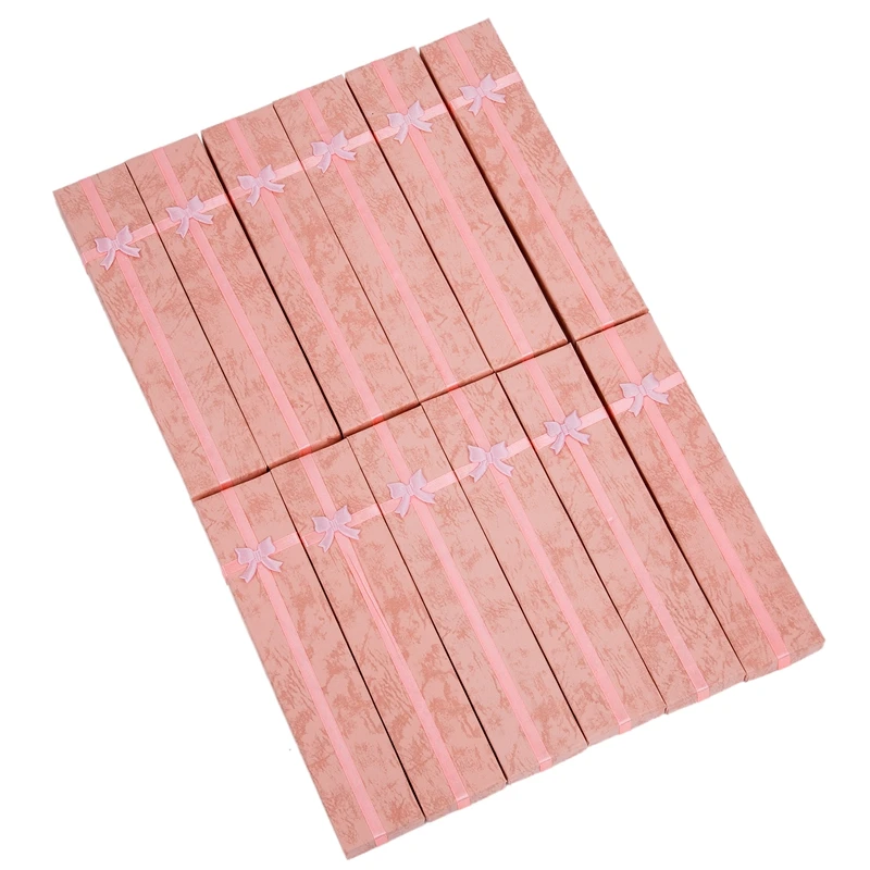 

12 x Pink Long Luxury Card Gift Boxes Watch Display Box For Pendant