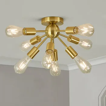 

9 headed golden ceiling light lamp LED semi flush light fixture kitchen dinning bed room corridor gold LED ceiling lamp light