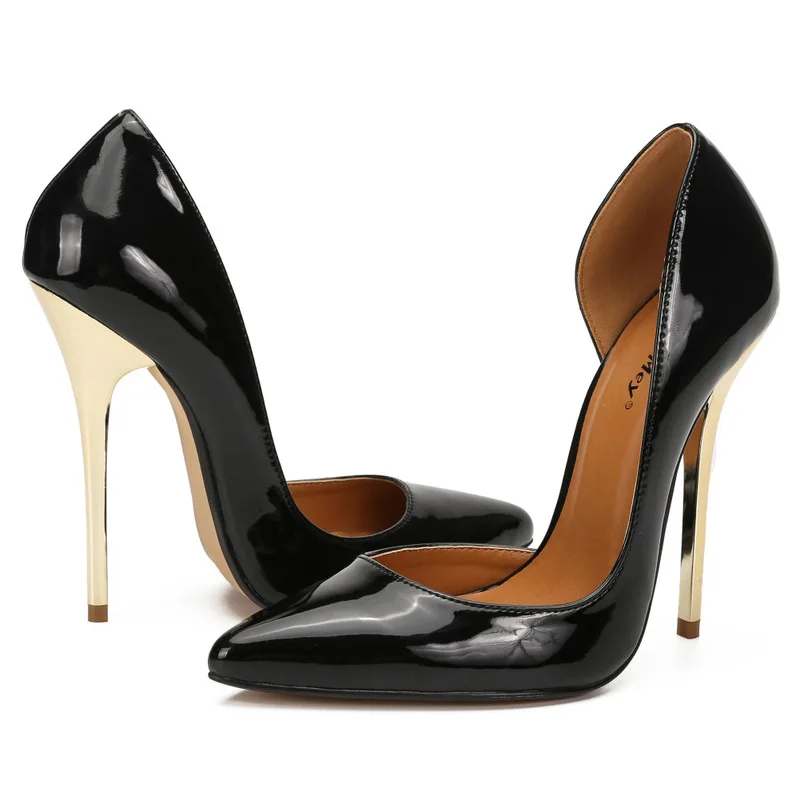 Shoes Woman Pumps Ankle Strap Wedding Party Shoes Patent Leather Slip On 13.5CM Thin High Heels Pointed Toe shoes for women 2023