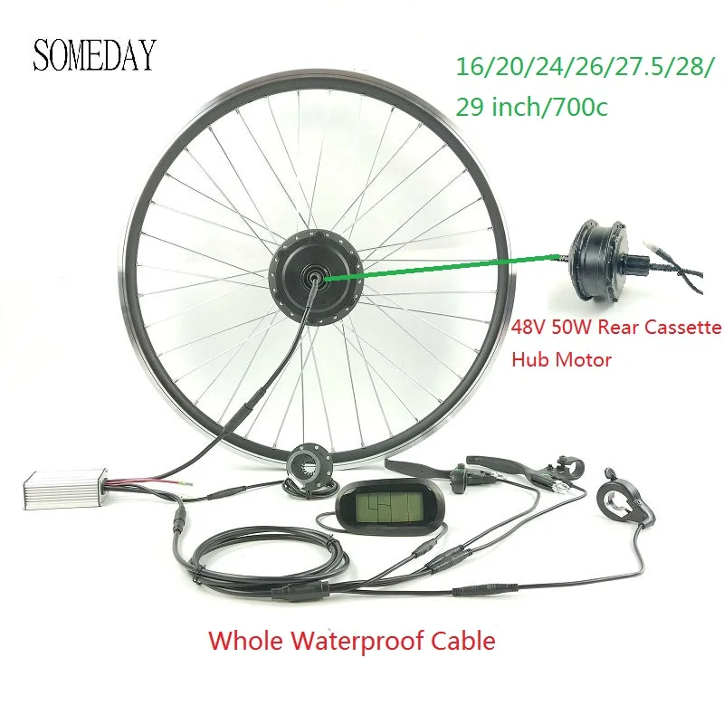 

SOMEDAY Electric Bicycle 48V350W Conversion kits with LCD6 Display Whole Waterproof Cable E-bike rear cassette hub motor