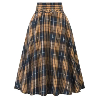 

Buttons Decorated Skirt Elastic Waist High Waist Pleated Short Vintage style