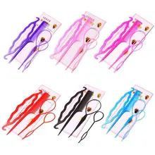 4 шт./компл. профессиональные пластиковые Волшебные Инструменты для плетения волос, набор для укладки волос, заколка для конского хвоста, заколка для пучка, Скручивающиеся бигуди, набор