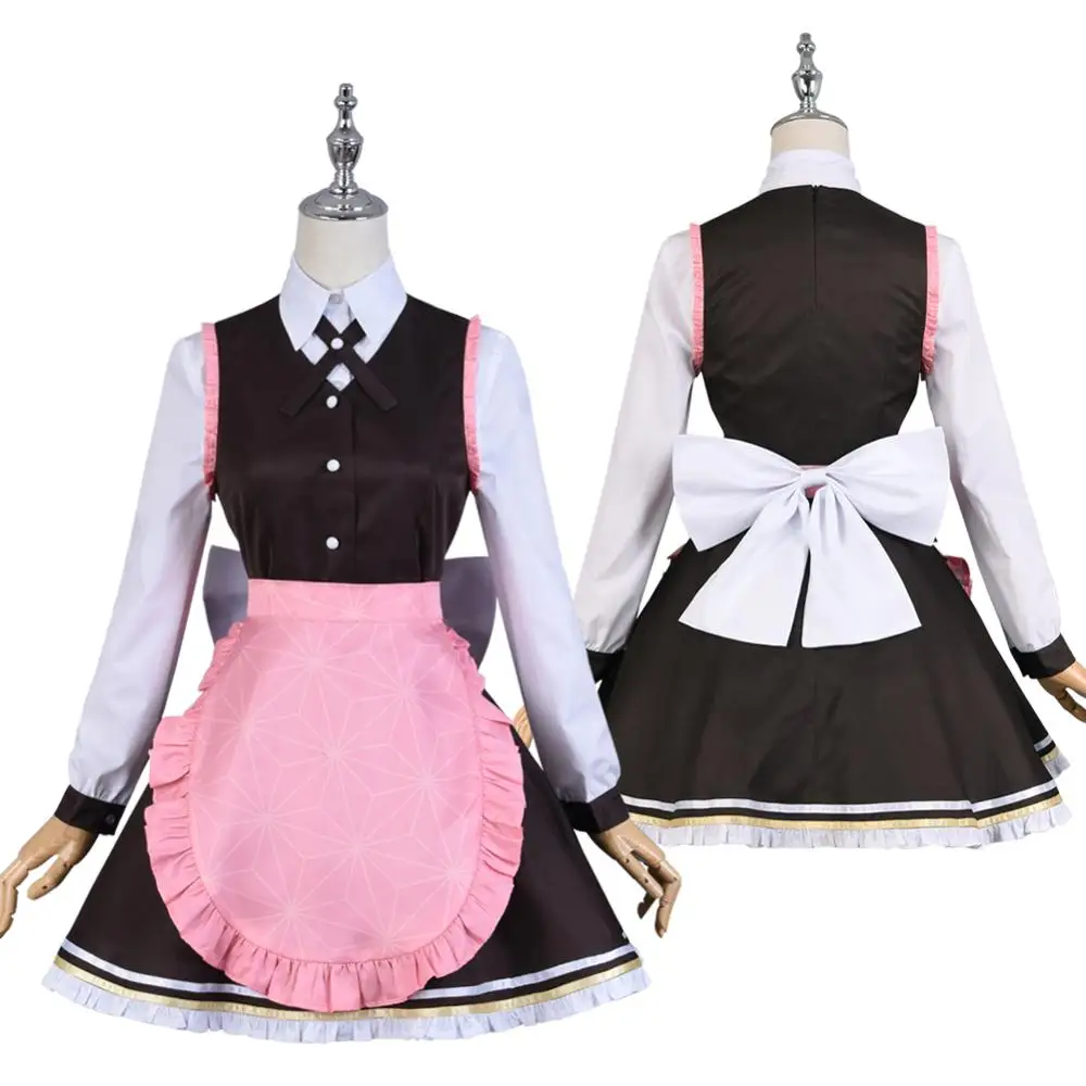 Аниме Demon Slayer/Kimetsu no Yaiba Kamado Nezuko Cafe Maid наряд платье Лолита косплей костюм женский