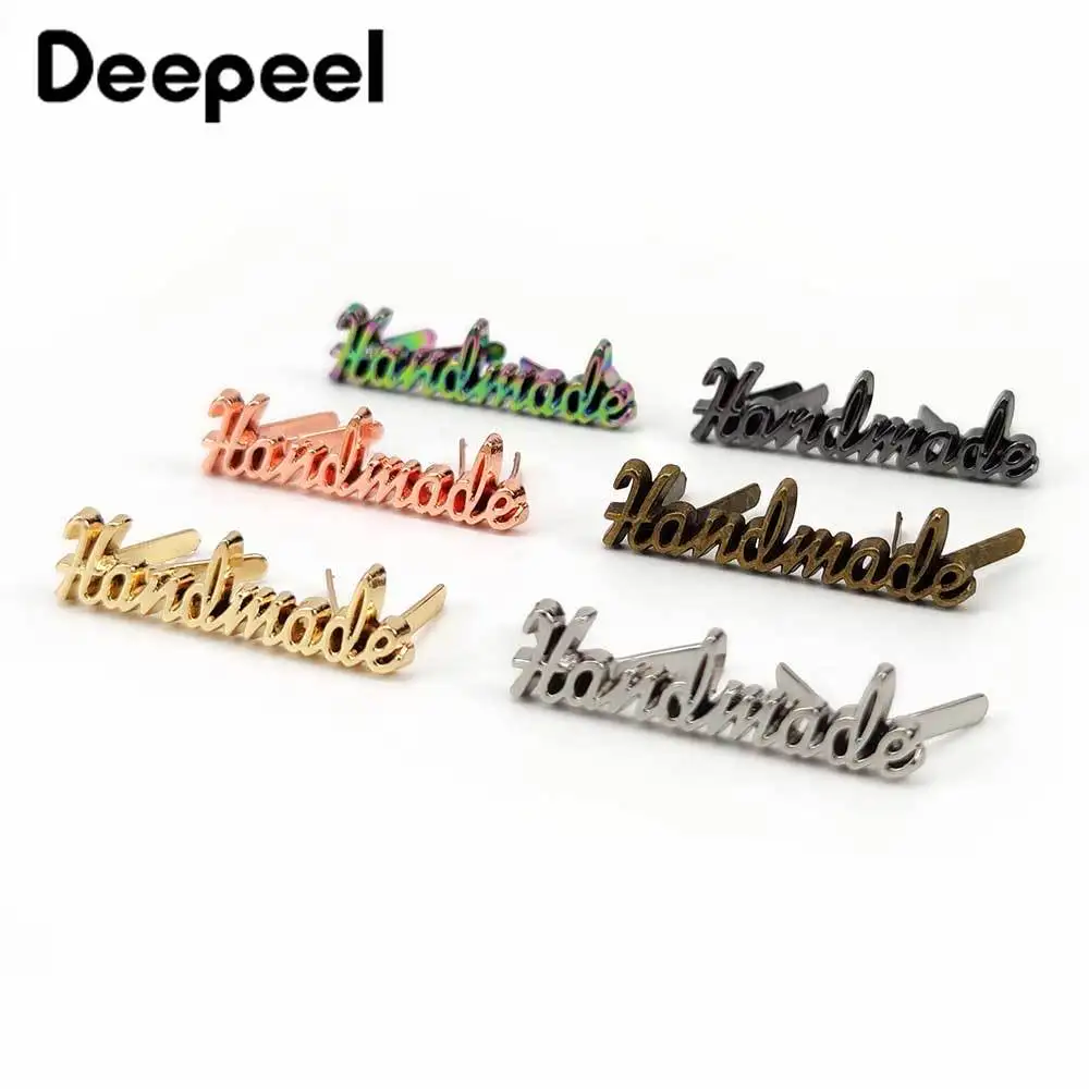10/30/50 Uds rectángulo 10x35mm hecho a mano Etiqueta de bolsa de Metal artesanal decorativo etiquetas para bolso de Hardware accesorios de costura BF642