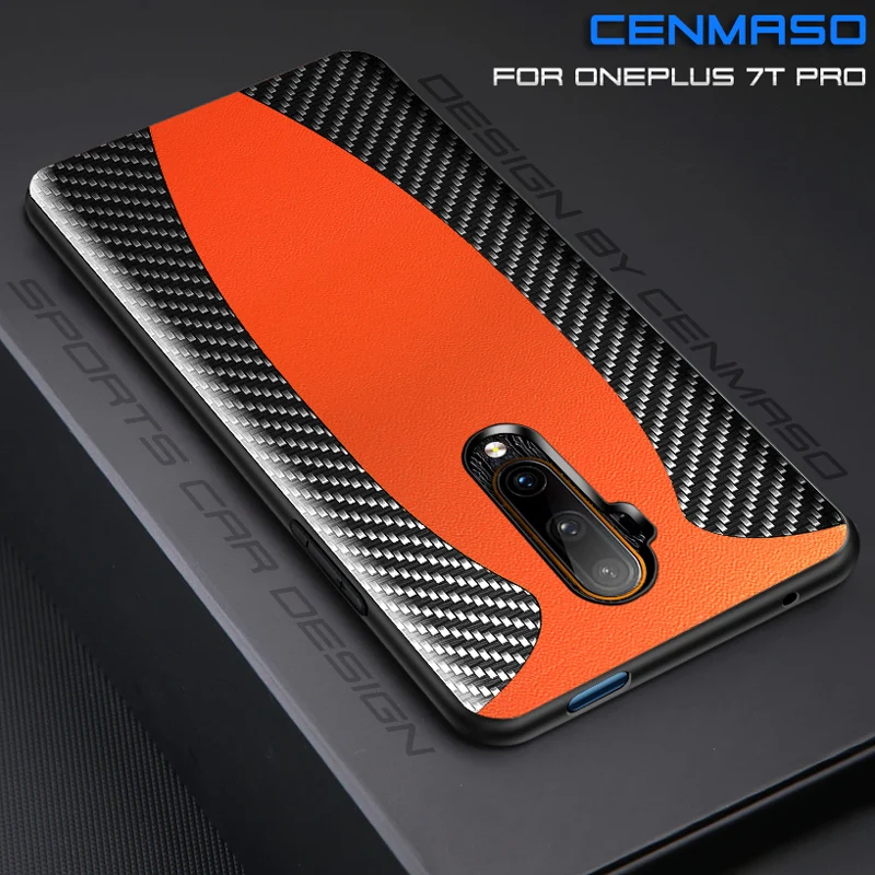 

Original Luxury Carbon Fiber Genuine Leather Sports car Case For Oneplus 7T 7 Pro 5G 6T 6 Shockproof Protect Phone Case Cover