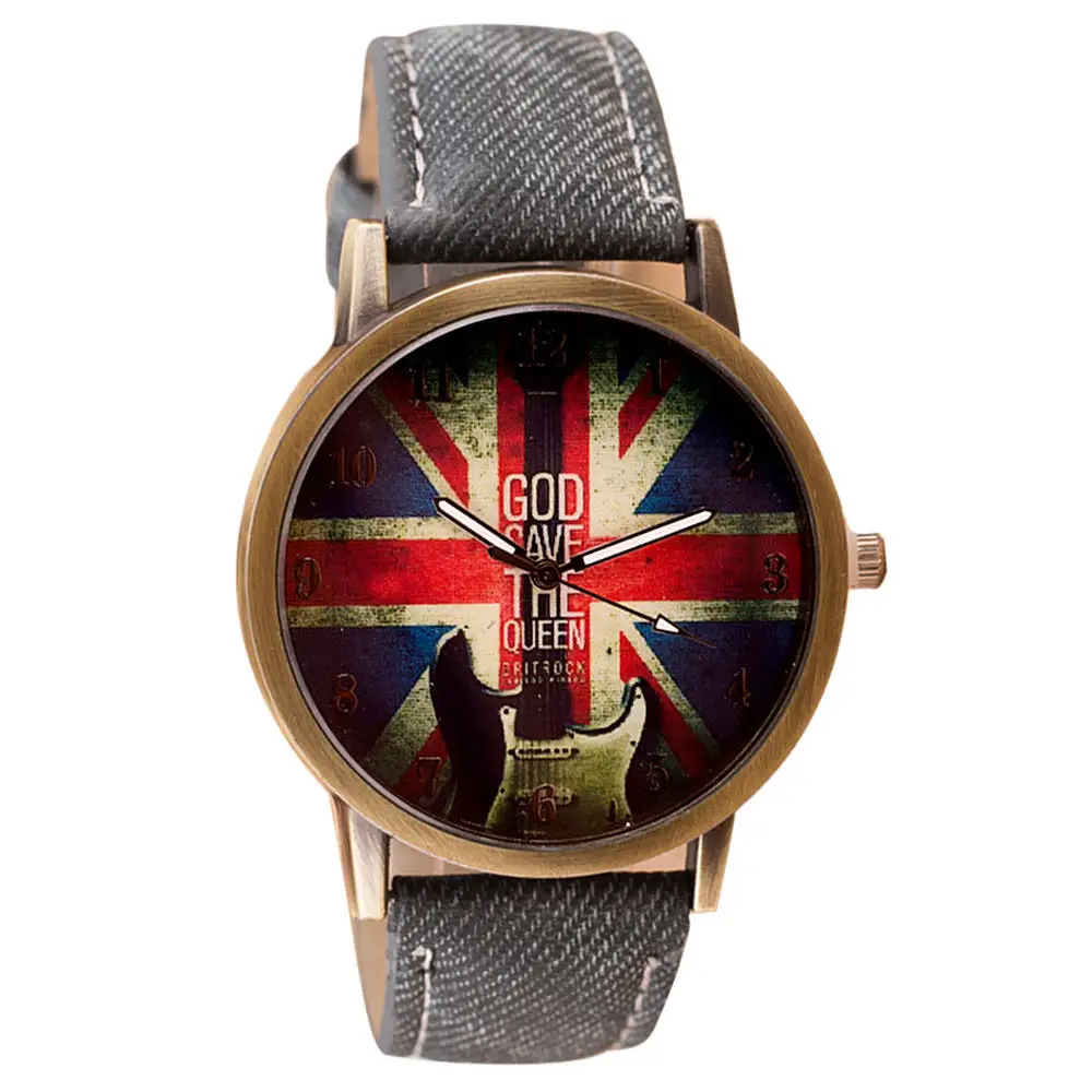 Мужские часы лучший бренд класса люкс модные креативные мужские Union Jack джинсовые